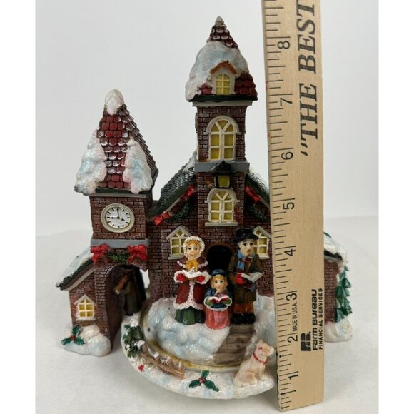Vintage Musical Christmas Village Church Figurine Carolers Wind Up Animated 8.5" - Picture 8 of 10